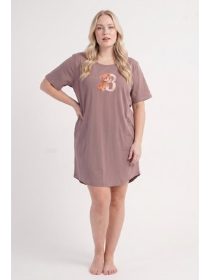 Stil Diva Büyük Beden Bisiklet Yaka Penye Pijama Gecelik