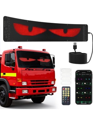 Sıbı Lıghtıng LED Gözler, 12 x 60 cm Devil Eyes LED Gösterge, Uzaktan Kumandalı ve Bluetooth Uygulamalı, Kendin Yap Programlanabilir, Esnek LED Kayan Yazı, Otomobil, Kamyon, Reklam, Parti Dekorasyonu