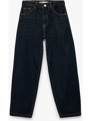 Koton Beli Ayarlanabilir Lastikli Pamuklu Cepli Denim Pantolon