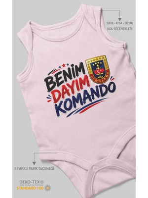 Morivo Kids Benim Dayım Komando! Sıfır Kol Bebek Zıbını %100 Pamuk