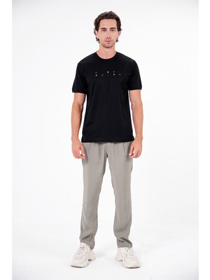 gmg firenze Bisiklet Yaka Önü Rubber Baskılı Erkek T-Shirt