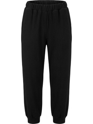 Stil Diva Beli Paçası Lastikli Fitilli Kumaş Esnek Kumaş Jogger Pantolon