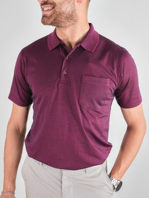 Simenti Erkek Yakalı Cepli Penye Bordo Baba Tshirt