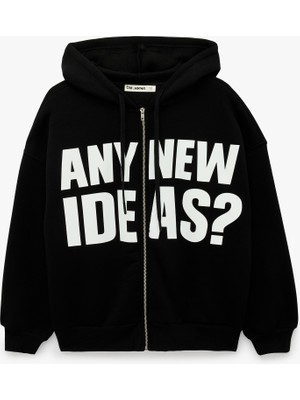 Koton Üç Iplik Şardonlu Uzun Kollu Kapüşonlu Baskılı Fermuarlı Sweatshirt