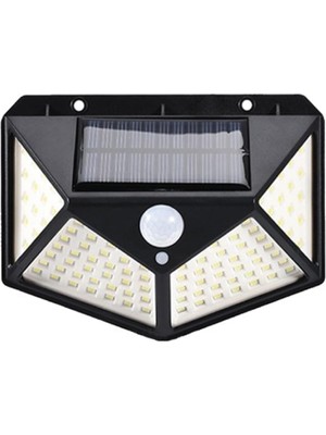 100 Led'li Güneş Enerjili Solar Duvar Apliği - 1200 Lümen Hareket Sensörlü 3 Modlu Bahçe Aydınlatması, Duvar Armatürü IP65 Su Geçirmez, 270° Geniş Açı, Siyah