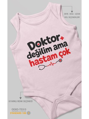 Morivo Kids Doktor Değilim Ama Hastam Çok! Sıfır Kol Bebek Zıbını %100 Pamuk