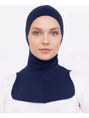 Alivascarf Ninja Bone Boyunluklu Likralı Sporcu Bonesi Kadın Pratik Tesettür Hijab Başörtü Lacivert