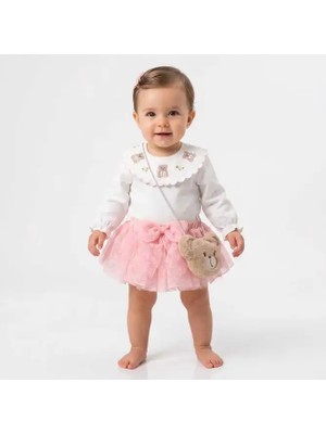 ministok Eliza Tütü Etekli Oyuncak Aksesuarlı Yakası Nakışlı 3'lü Kız Bebek Takım