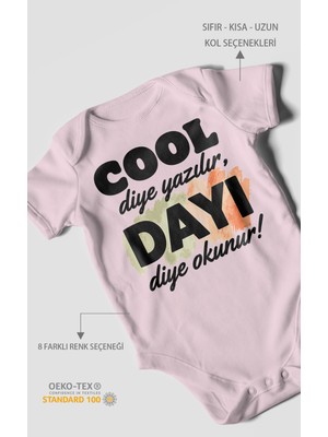 Morivo Kids Cool Diye Yazılır Dayı Diye Okunur Kısa Kollu Bebek Body %100 Pamuk
