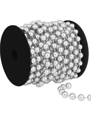 Zincir Boncuk Makara, 6mm x 8mt - Gümüş