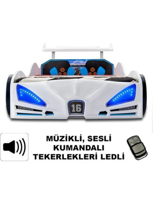 İnegöl'den Eve Bugattı - Arabalı Yatak, Araba Yatak , Full Işıklı, Kumandalı, Sesli, Tekerleri Ledli