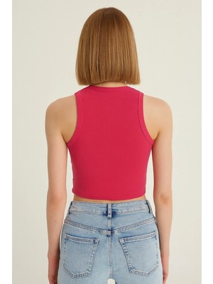Luxee %100 Pamuk Halter Yaka Kaşkorse Crop Body