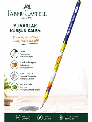 Artlantis Dinazor Kurşun Kalem 1 Adet Faber Castell Yuvarlak Gövdeli Siyah Kurşun Kalem Yumuşak Yazım Kolay Tutuş Kaliteli