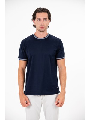 gmg firenze Bisiklet Yaka Triko Detaylı Jakarl Erkek T-Shirt