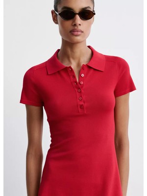 Mango Polo Yaka Triko Elbise