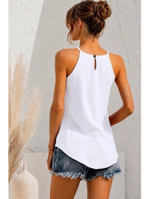 Defy Moda Kadın Sırtı Damla Detay Kolsuz Atlet Bluz