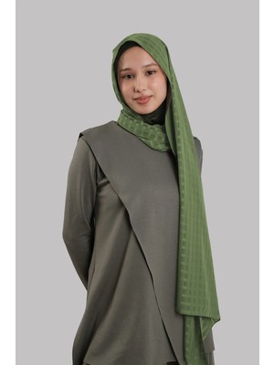 Hürrem Bone Haki Pratik Hazır Geçmeli Şal Desenli Şifon Hijab Boneli 2415_09