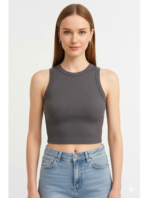 Luxee %100 Pamuk Halter Yaka Kaşkorse Crop Body