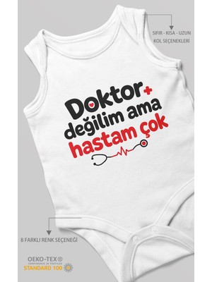 Morivo Kids Doktor Değilim Ama Hastam Çok! Sıfır Kol Bebek Zıbını %100 Pamuk