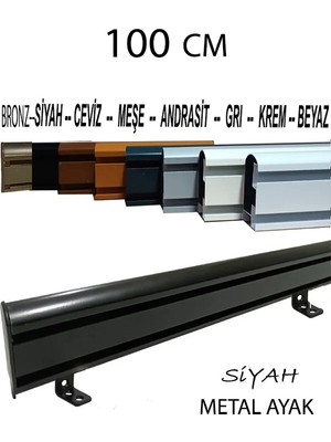 Perdemix Dekoratif Perde Ray Kornişi Alüminyum 2 Kanallı 3 cm  Metal Ayaklı