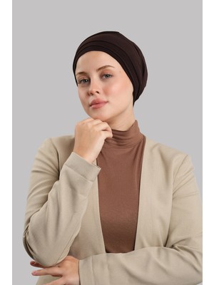 Hürrem Bone Kahve Versa Kuyruklu Pratik Tesettür Bone Sandy Büzgülü 2515_14