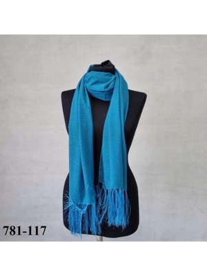 Moda Akyüz Simli ve Püsküllü Abiye Şal A.petrol 781-117