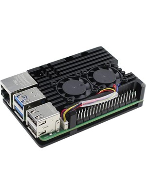 Raspberry Pi 5 Ayarlanabilir Çift Fanlı Alüminyum Soğutma Kasası