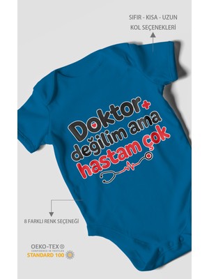 Morivo Kids Doktor Değilim Ama Hastam Çok! Kısa Kollu Bebek Body %100 Pamuk