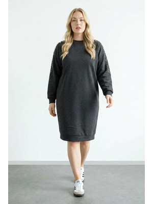 Stil Diva Bisiklet Yaka Basic Midi Elbise