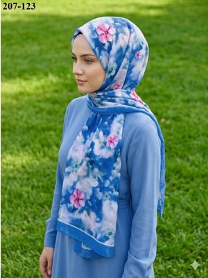 Moon Scarf Bambu Kraş Pamuk Şal (Mavi) 207-123