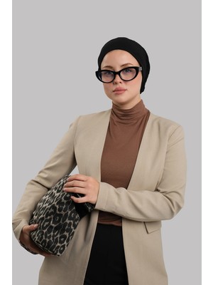 Hürrem Bone Siyah Versa Kuyruklu Pratik Tesettür Bone Sandy Büzgülü 2515_01