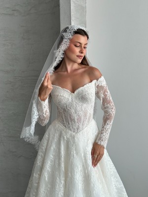 Merve 2 mt Fransız Dantel Duvak