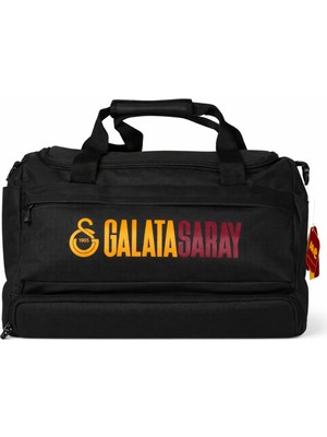 Galatasaray Lisanslı Siyah Spor Çantası - 3 Bölmeli Su Itici Kumaş Antrenman Çantası