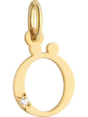 Duyum Gold 14 Ayar Altın Işıltılı Taşlı Ö Harfi Tasarım Kolye Ucu