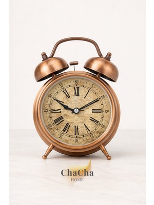 ChaCha Home Eterna Bell | Vintage Metal Çalar Saat & Premium Masaüstü Dekoratif Obje (22X16 Cm)