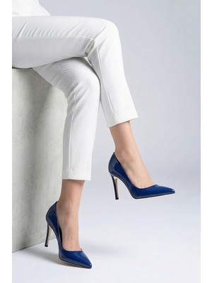 Nemesis Shoes Nemesis Gerçek Deri Kadın Stiletto Mavi Rugan