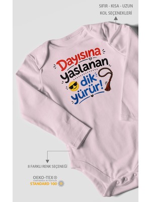 Morivo Kids Dayısına Yaslanan Dik Yürür Uzun Kollu Çıtçıtlı Bebek Body