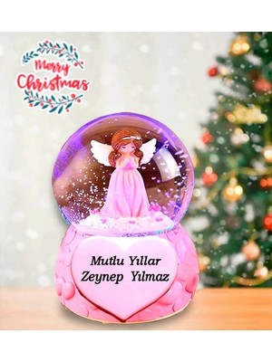 Keyfim Shop Kişiye Özel Renk Değiştiren Işıklı Pembe Peri Kar Küresi Sevgililer Günü
