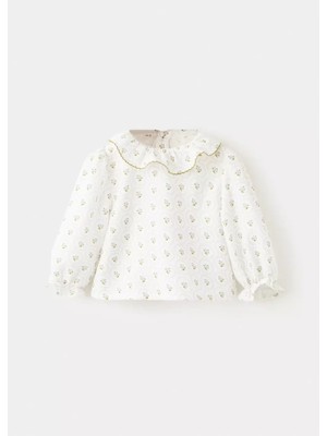 MANGO Baby Desenli pamuklu bluz