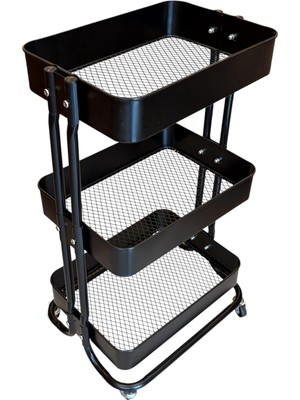 AyrStore 3 Katlı Metal Mutfak Arabası – Sebzelik ve Raf Düzenleyici (Siyah)