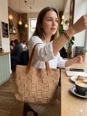 El Yapımı Megahan Boutıque Kagıt Ip Trend Her Ortama Uygun Yazlık Modern Çanta Handmade
