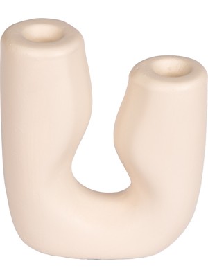 Herdekora Dekoratif Seramik Şamdan Trio Krem 15X17 Cm.