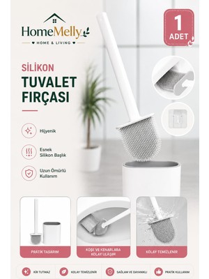 Btm Home Klozet Temizleme Fırçası Tuvalet Banyo - Silikon Tutucu Set Beyaz Renk Fırca
