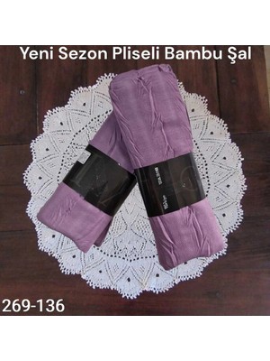 Lady Coco Pliseli Bambu Şal 269-136 (Açık Leylak)