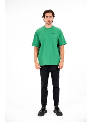 gmg firenze Bisiklet Yaka Arka Bedeni Inek Baskılı Erkek T-Shirt
