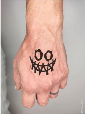 Bearpear Gülen Yüz Geçici Dövme Halloween Tattoo