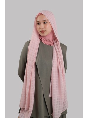 Hürrem Bone Pudra Pratik Hazır Geçmeli Şal Desenli Şifon Hijab Boneli 2415_06