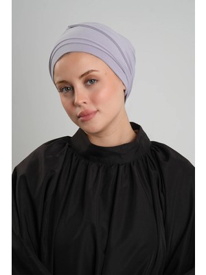 Hürrem Bone Gri Versa Kuyruklu Pratik Tesettür Bone Sandy Büzgülü 2515_15