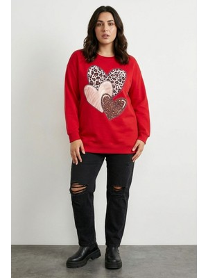 Stil Diva Bisiklet Yaka Uzun Kollu Baskılı Esnek Kumaşlı Sweatshirt