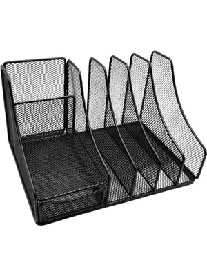 Temel Siyah Metal Mesh Masaüstü Organizer Çekmeceli Dosyalık 25X18X15 cm 9538
